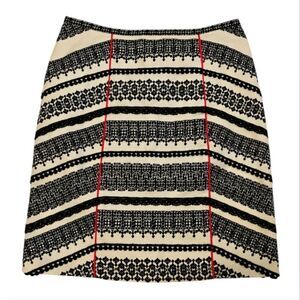 NWOT Anthropologie Tabitha Black and Cream Embellished A-Line Mini Skirt Sz 2